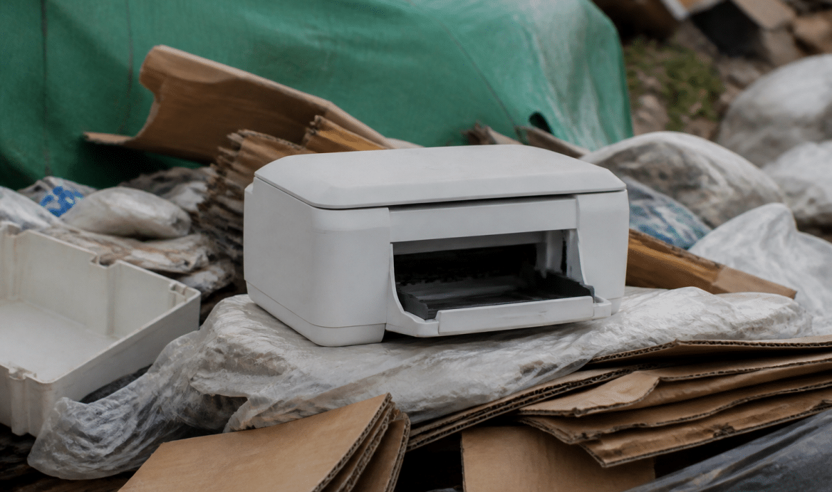 Imprimante posee sur tas de dechets recycler