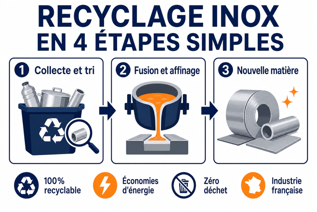 Recyclage inox en 4 étapes simples