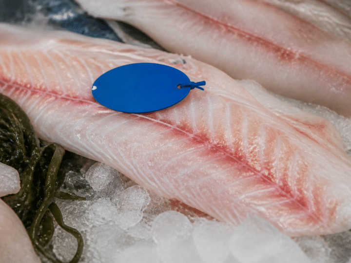 Filet de poisson frais portant étiquette bleue certifiée MSC
